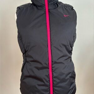 Nike Women's Black Puffer Vest with Pink Trim . FULLY REVERSIBLE!